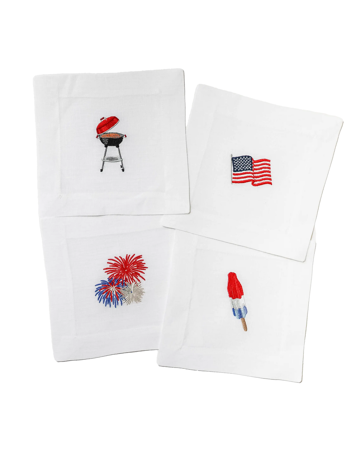 4th of July Embroidered Linen Cocktail Napkins Lettermade