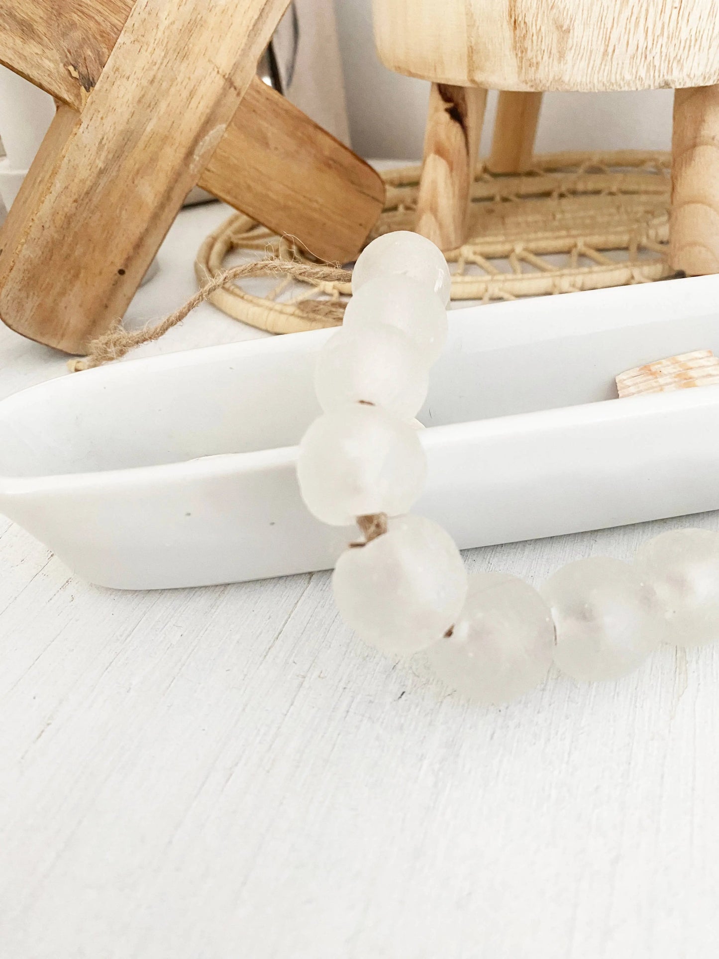 Glass Garland White Clear Sea Glass Simply Styled Art