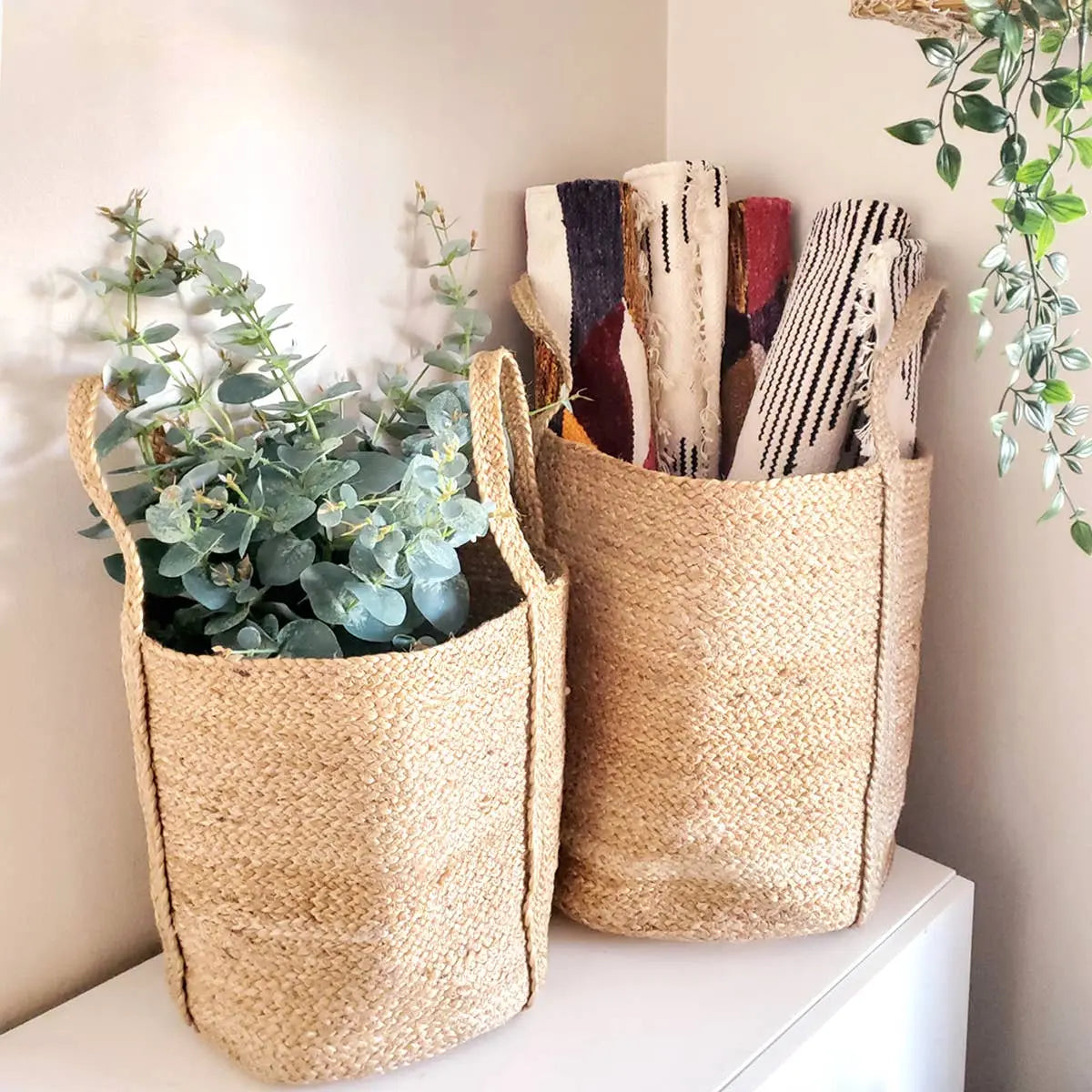 Handwoven Storage • Kata Basket With Handle-Natural KORISSA