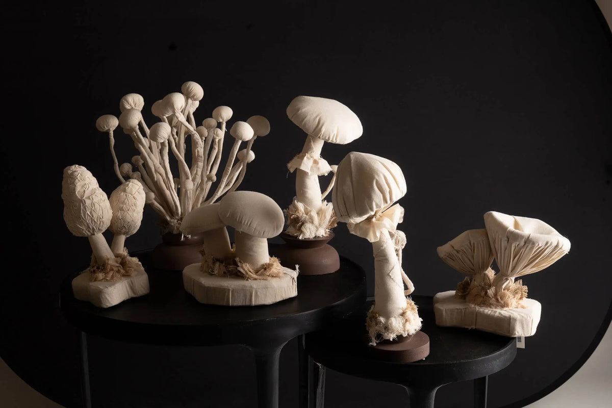 Enoki Mushroom Fabric Sculpture BIDKhome