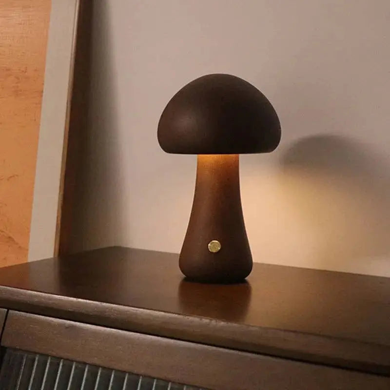 Wooden Mushroom Lamps | Touch Control Lamp | Rechargeable Kiyo Home