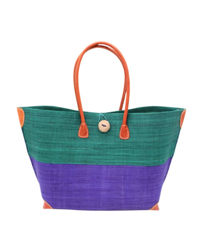Monterey Two Tone Medium Raffia Straw Tote Bag