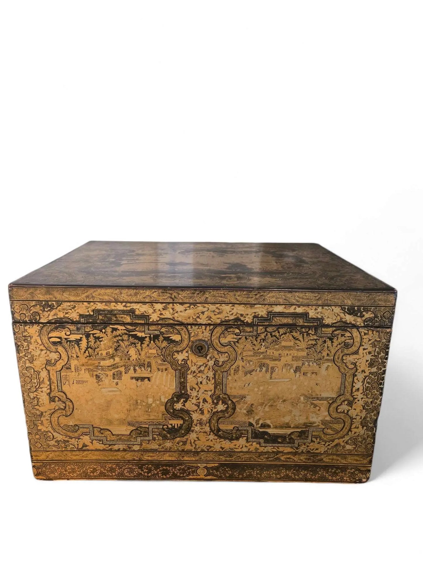 Antique large lacquered gilt tea chest Home Crush
