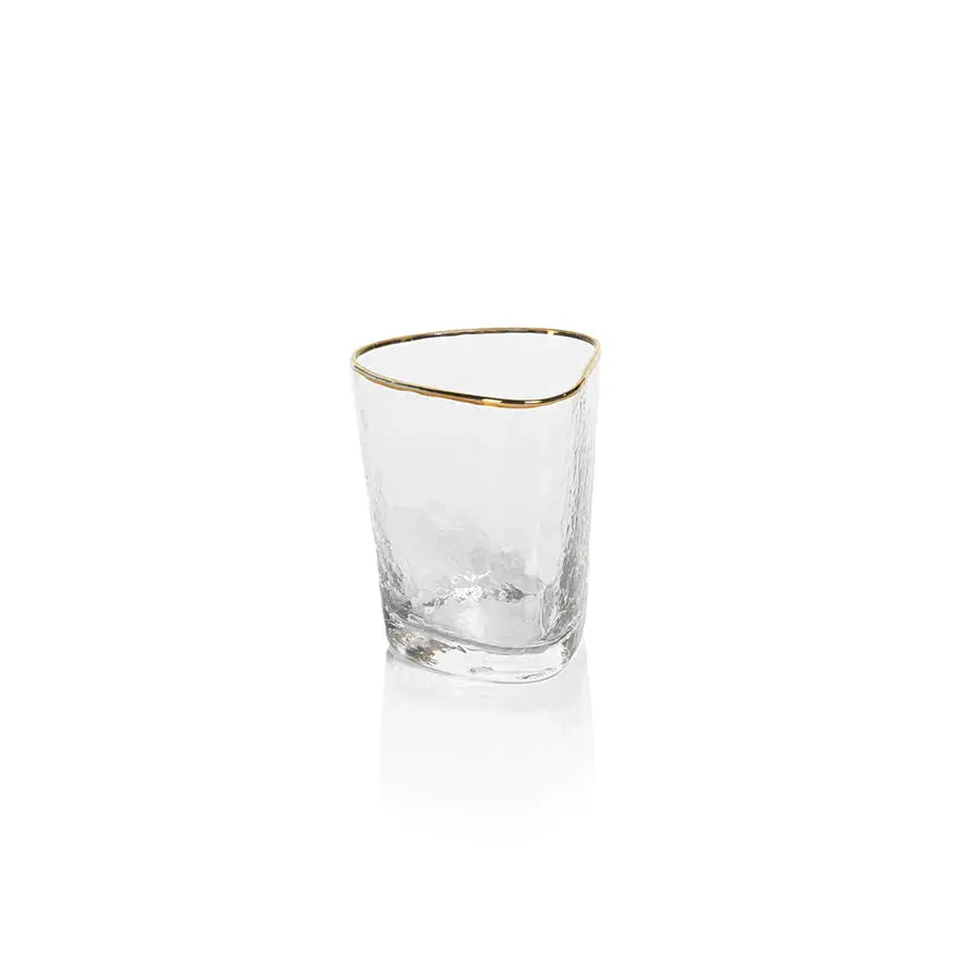 Aperitivo Triangular Double Old Fashioned Glass- Clear and Gold Rim Home Crush
