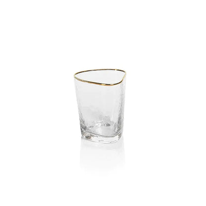 Aperitivo Triangular Double Old Fashioned Glass- Clear and Gold Rim Home Crush