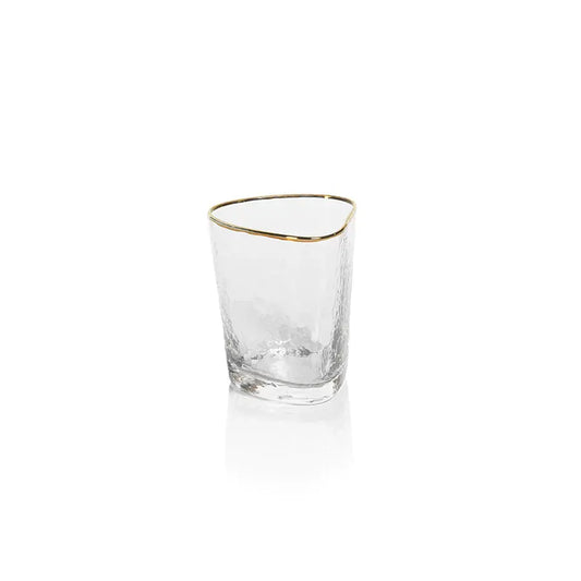Aperitivo Triangular Double Old Fashioned Glass- Clear and Gold Rim Home Crush