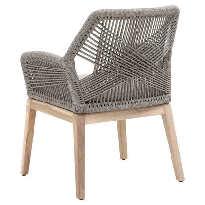 Loom Outdoor Arm Chair in Platinum Rope, Smoke Gray, Gray Teak Home Crush