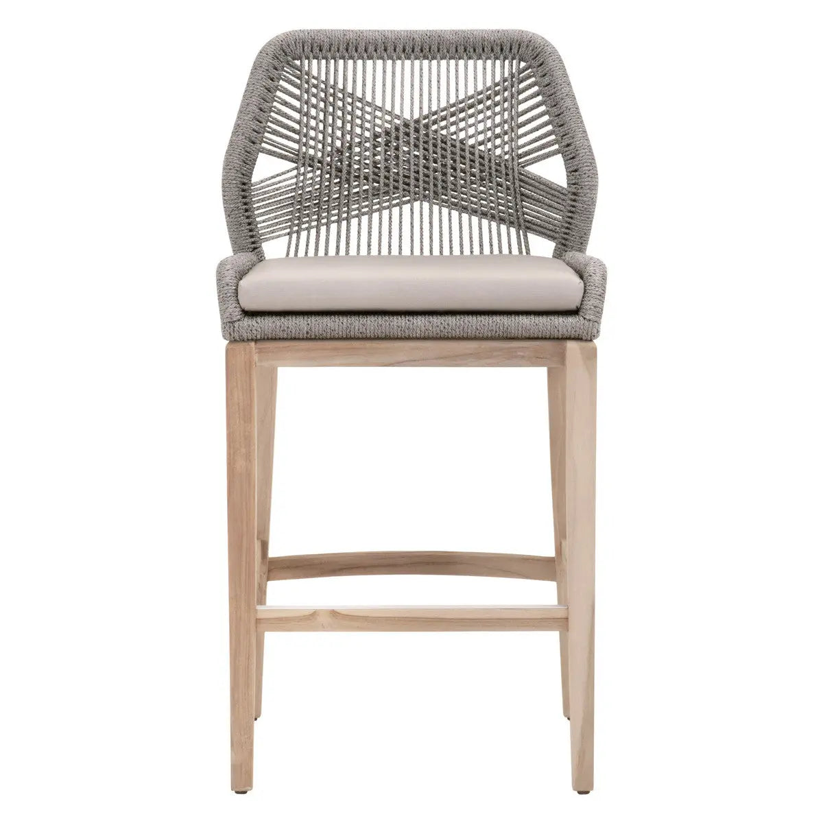 Loom Outdoor BARSTOOL- Platinum Rope, Smoke Gray, Gray Teak Home Crush