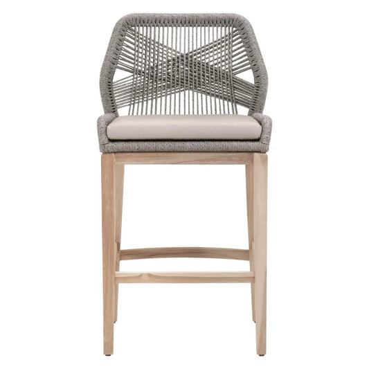 Loom Outdoor BARSTOOL- Platinum Rope, Smoke Gray, Gray Teak Home Crush