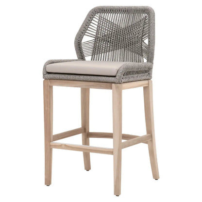 Loom Outdoor BARSTOOL- Platinum Rope, Smoke Gray, Gray Teak Home Crush