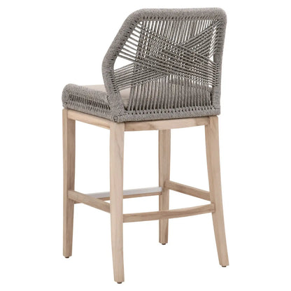 Loom Outdoor BARSTOOL- Platinum Rope, Smoke Gray, Gray Teak Home Crush