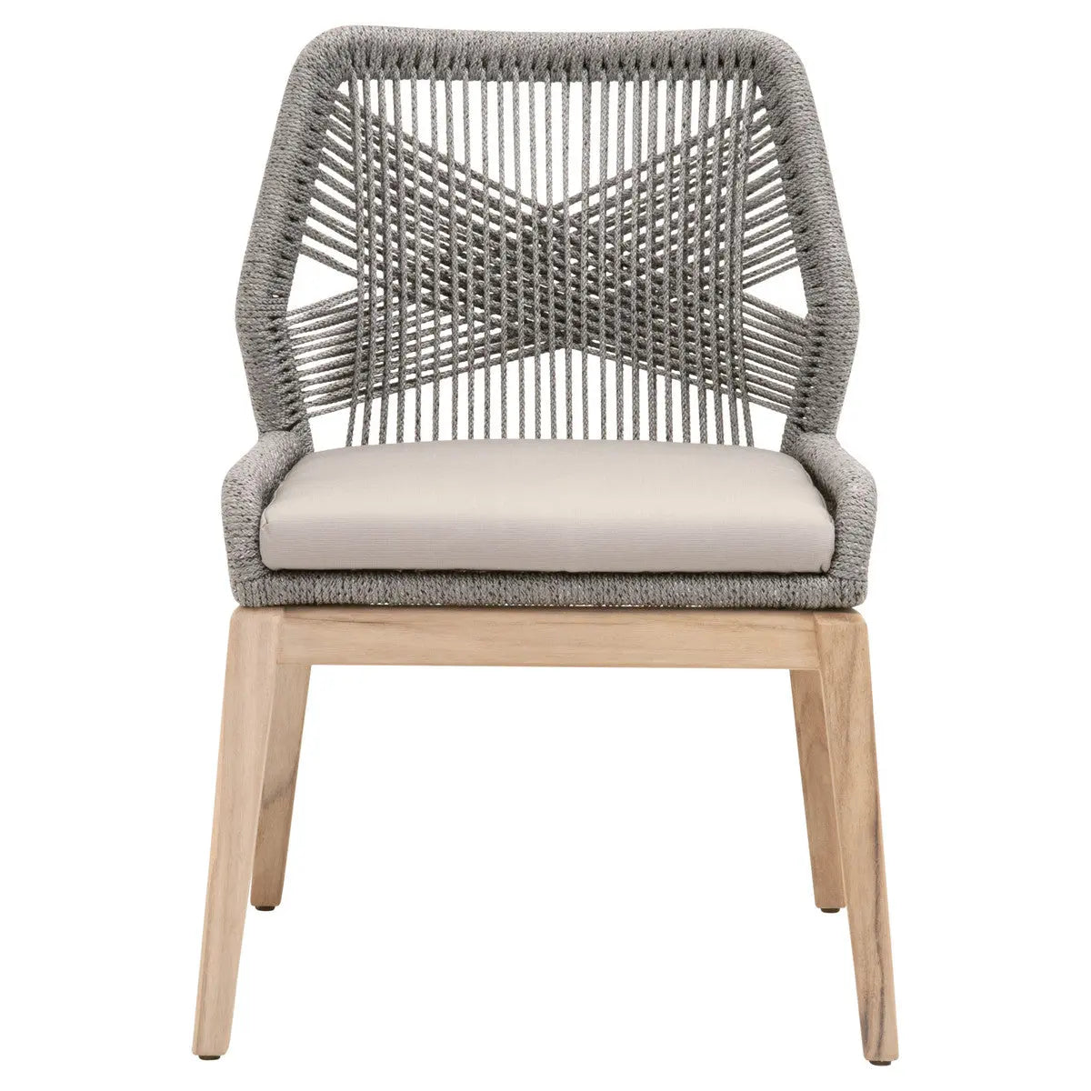 Loom Outdoor Dining Chair in Platinum Rope, Smoke Gray, Gray Teak Home Crush