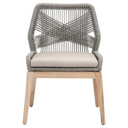 Loom Outdoor Dining Chair in Platinum Rope, Smoke Gray, Gray Teak Home Crush