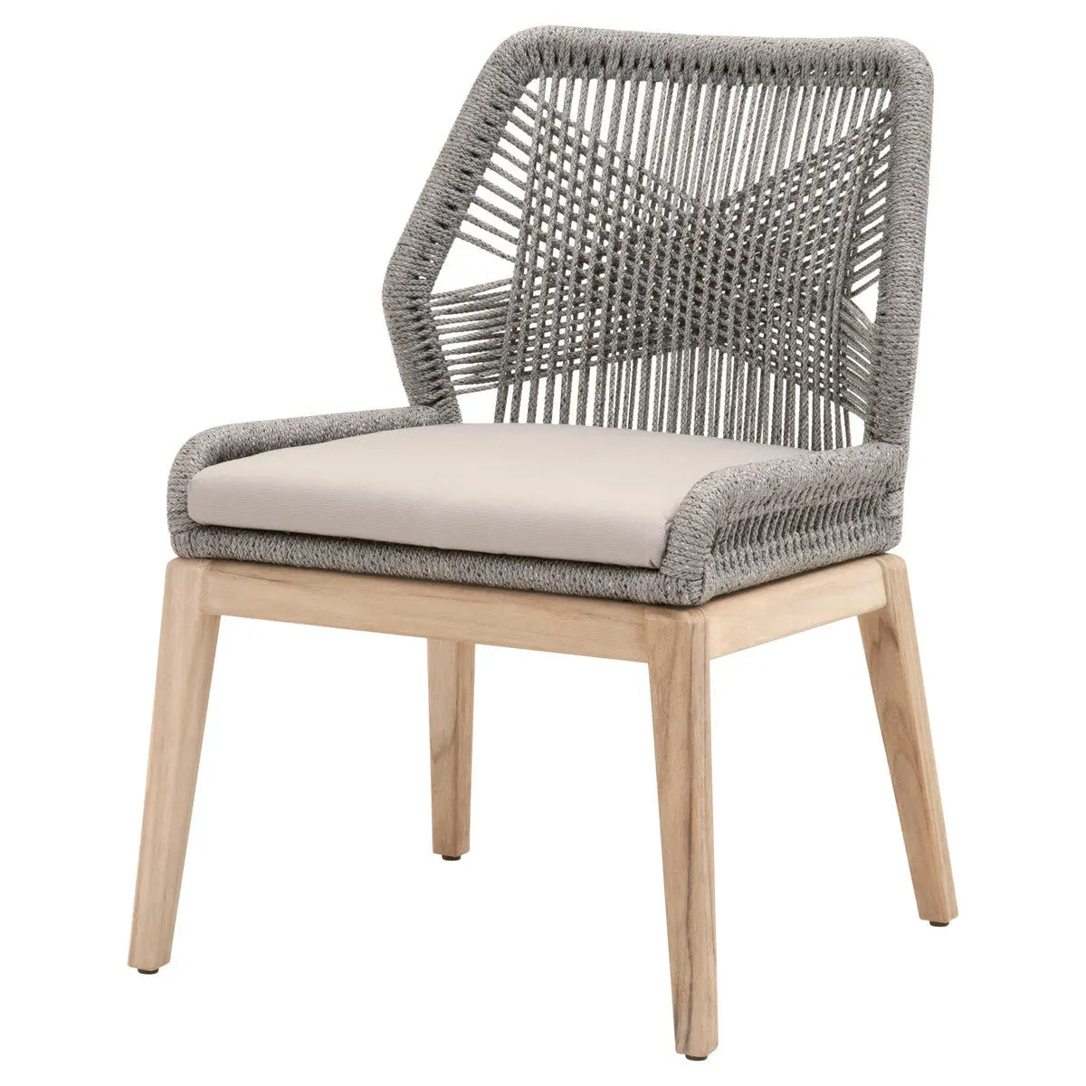 Loom Outdoor Dining Chair in Platinum Rope, Smoke Gray, Gray Teak Home Crush