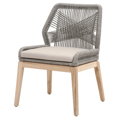Loom Outdoor Dining Chair in Platinum Rope, Smoke Gray, Gray Teak Home Crush