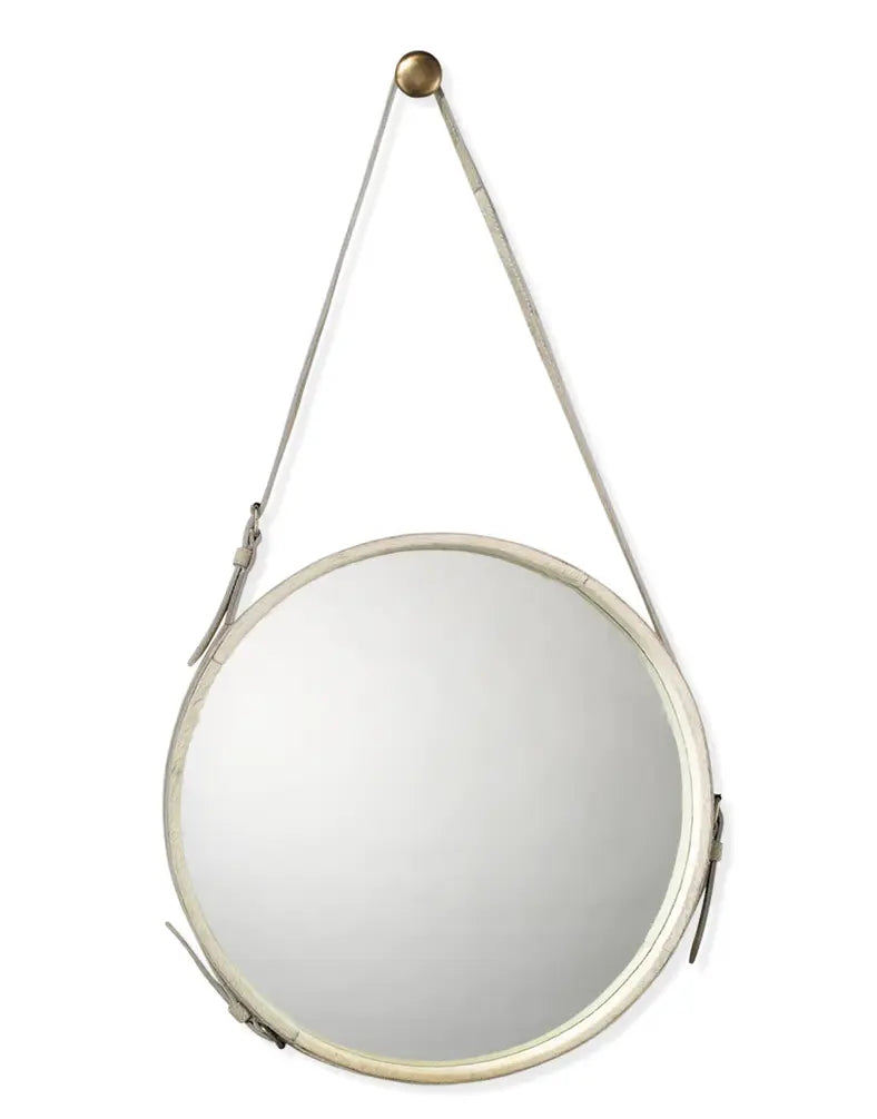 Leather Strapped Round Mirror Home Crush