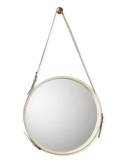Leather Strapped Round Mirror Home Crush