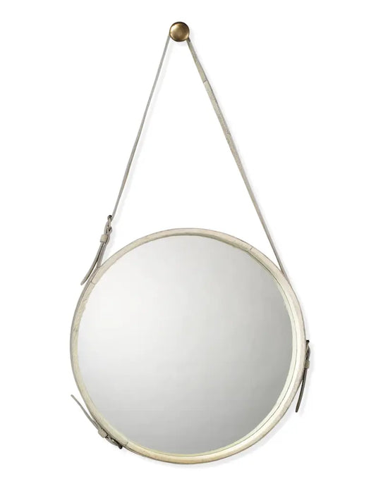 Leather Strapped Round Mirror Home Crush