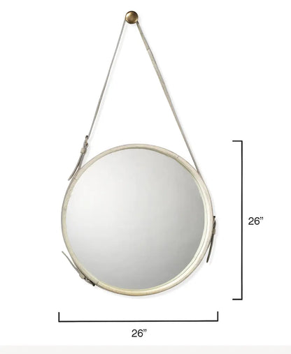 Leather Strapped Round Mirror Home Crush